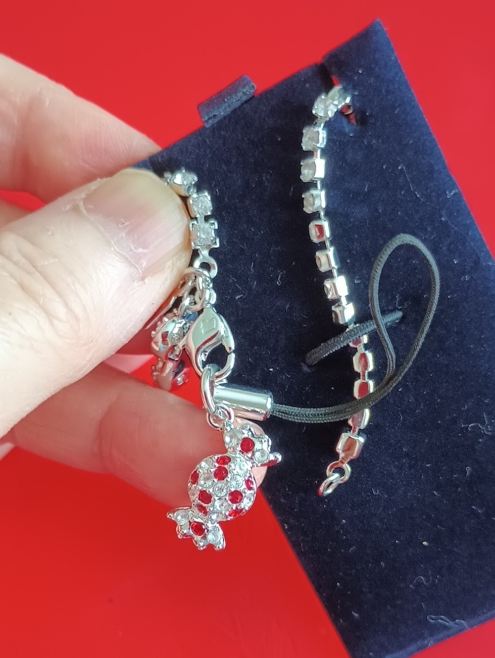 Swarovski Silver-Tone Crystal Chain Bracelet with Charm - Picture 3 of 13